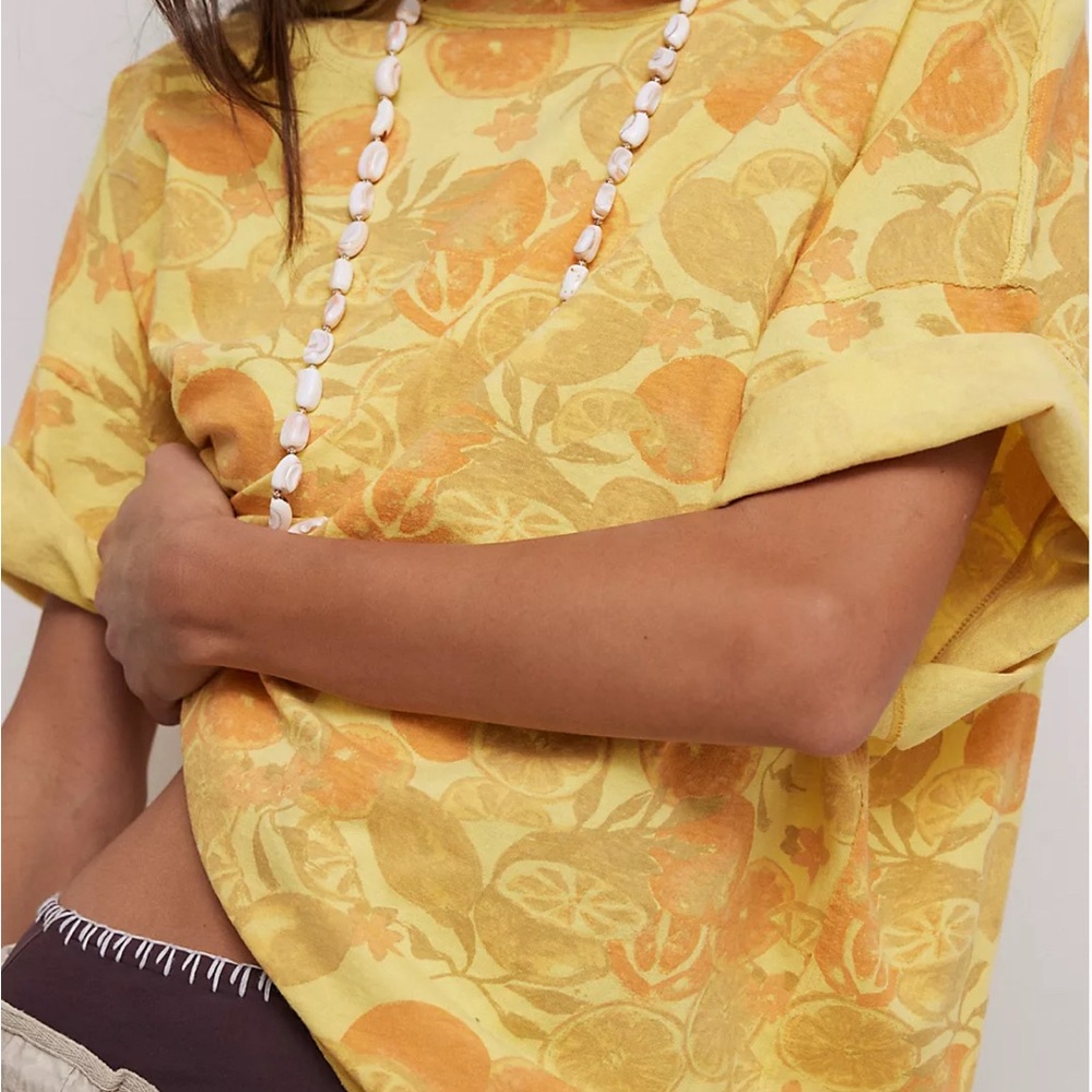 NWT Free People Devon Tee- Citrus Combo L - Picture 3 of 3